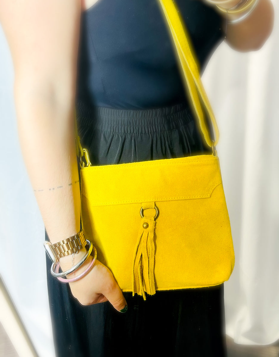 Sac bandouli?�re - peau- jaune �?? Modadom