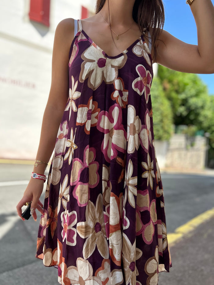 Robe Fleurie Bretelles – Taille Unique