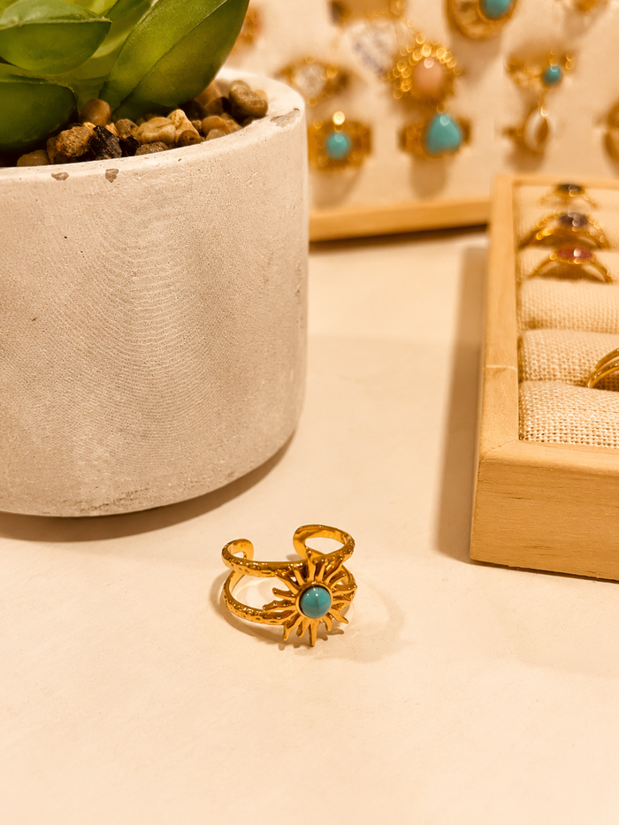 Bague Réglable Turquoise - Acier Inoxydable | 12 Modèles