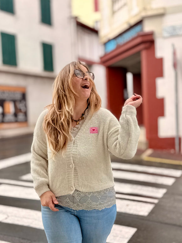 🤍 GILET COEUR ÉCRU