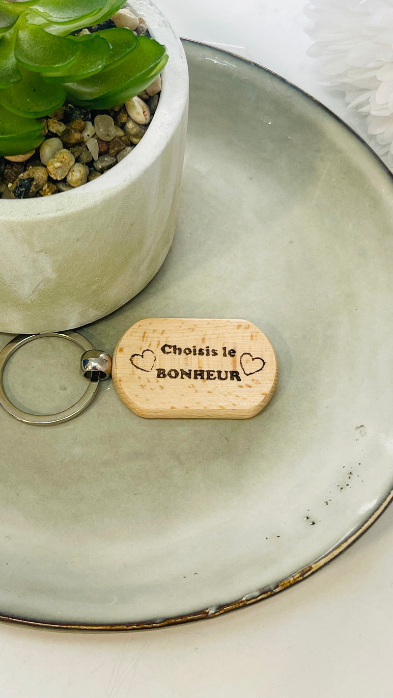 Porte clé bois - ose bonheur !