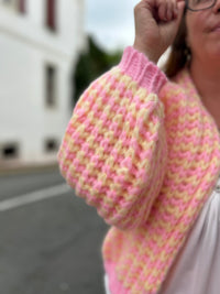 Gilet Ouvert Rayures Tricot Chunky