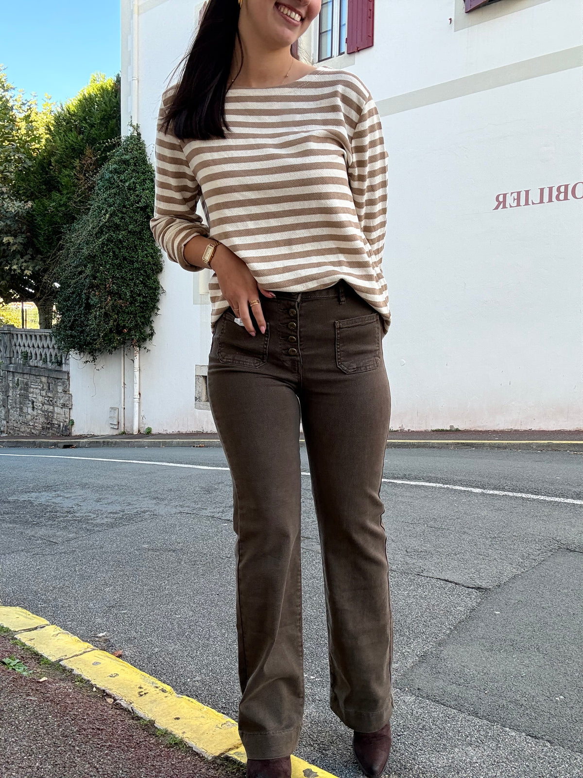 Pull fin marinière femme à rayures