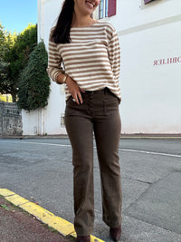 Pull fin marinière femme à rayures