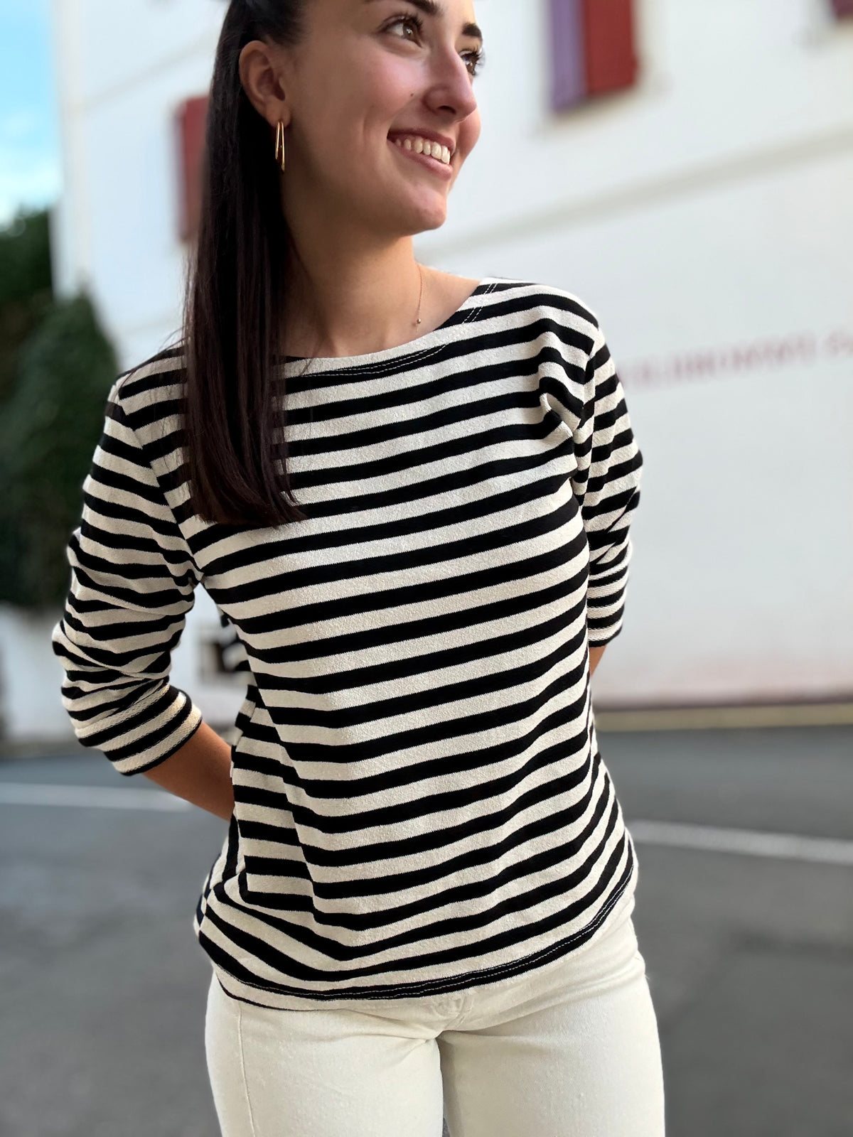 Pull fin marinière femme à rayures