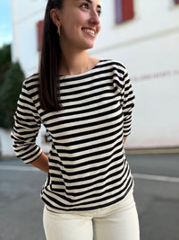 Pull fin marinière femme à rayures