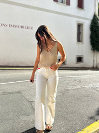 Jean Blanc Ceinture Cerises