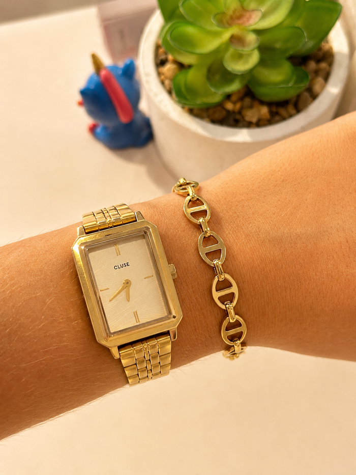 Bracelet Doré Maille Haché - Acier Inoxydable