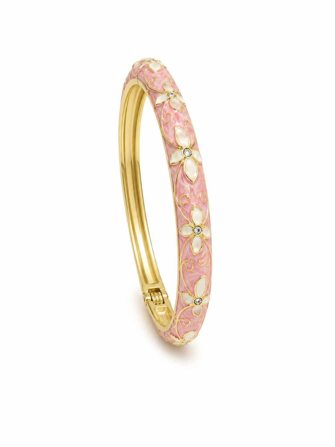 Bracelet Jonc Émaillé Fleuri – Ouverture Clipsée