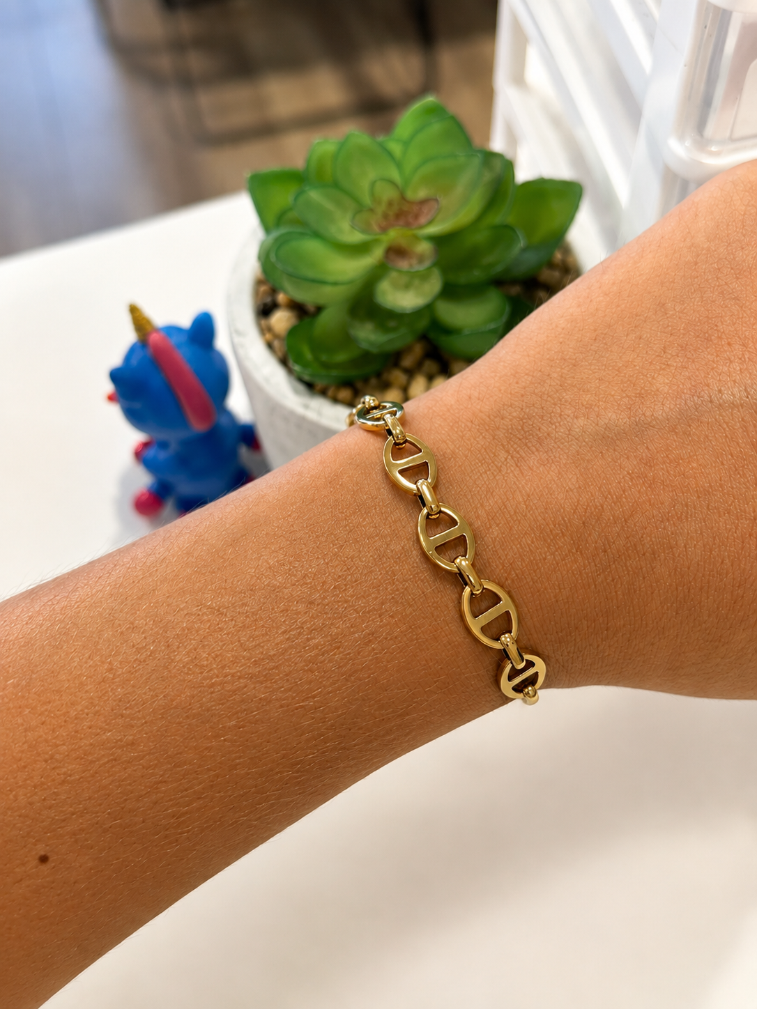 Bracelet Doré Maille Haché - Acier Inoxydable