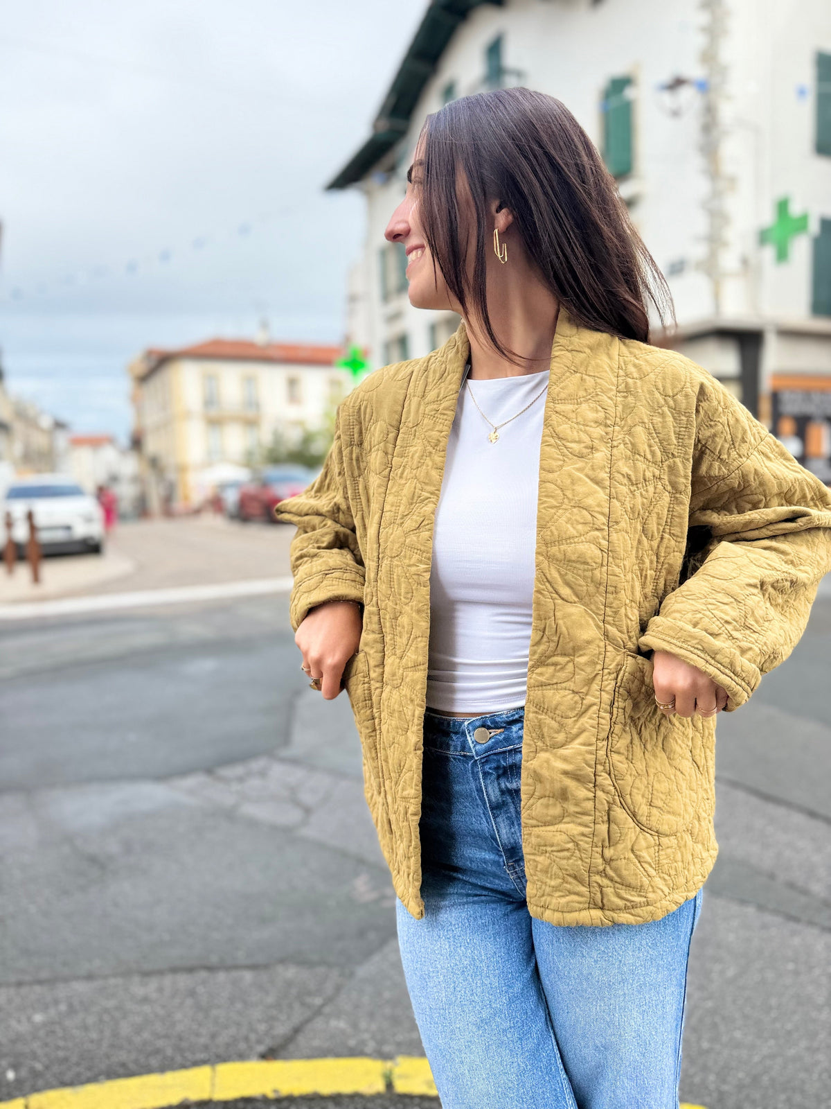 Kimono matelassé – Kaki & Terracotta