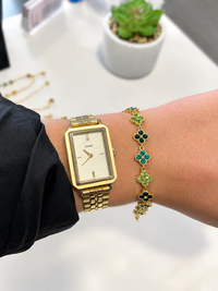 Bracelet doré femme en acier inoxydable – Trèfles colorés