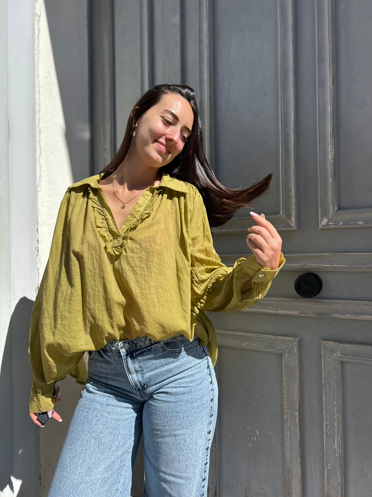 Blouse vert anis en coton