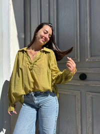 Blouse vert anis en coton