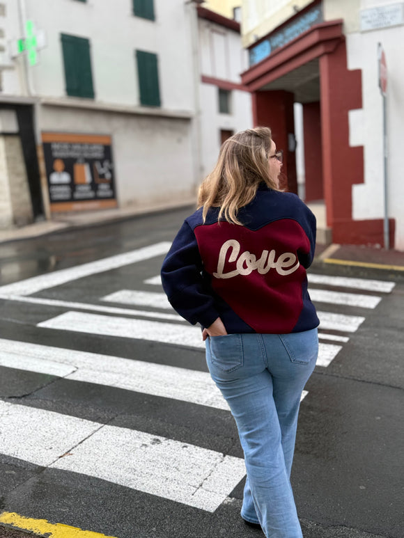 ❤️ Veste “Love” - Bleu marine & Bordeaux