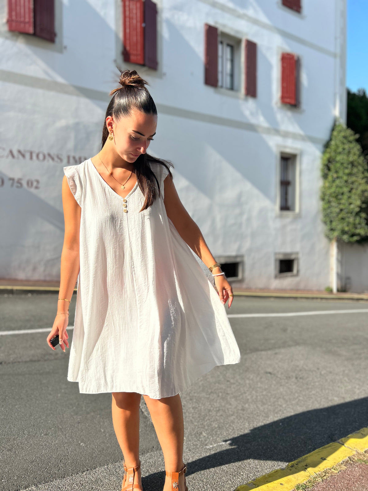 Robe Fluide Sans Manches | Ultra Légère | Blanc & Marine