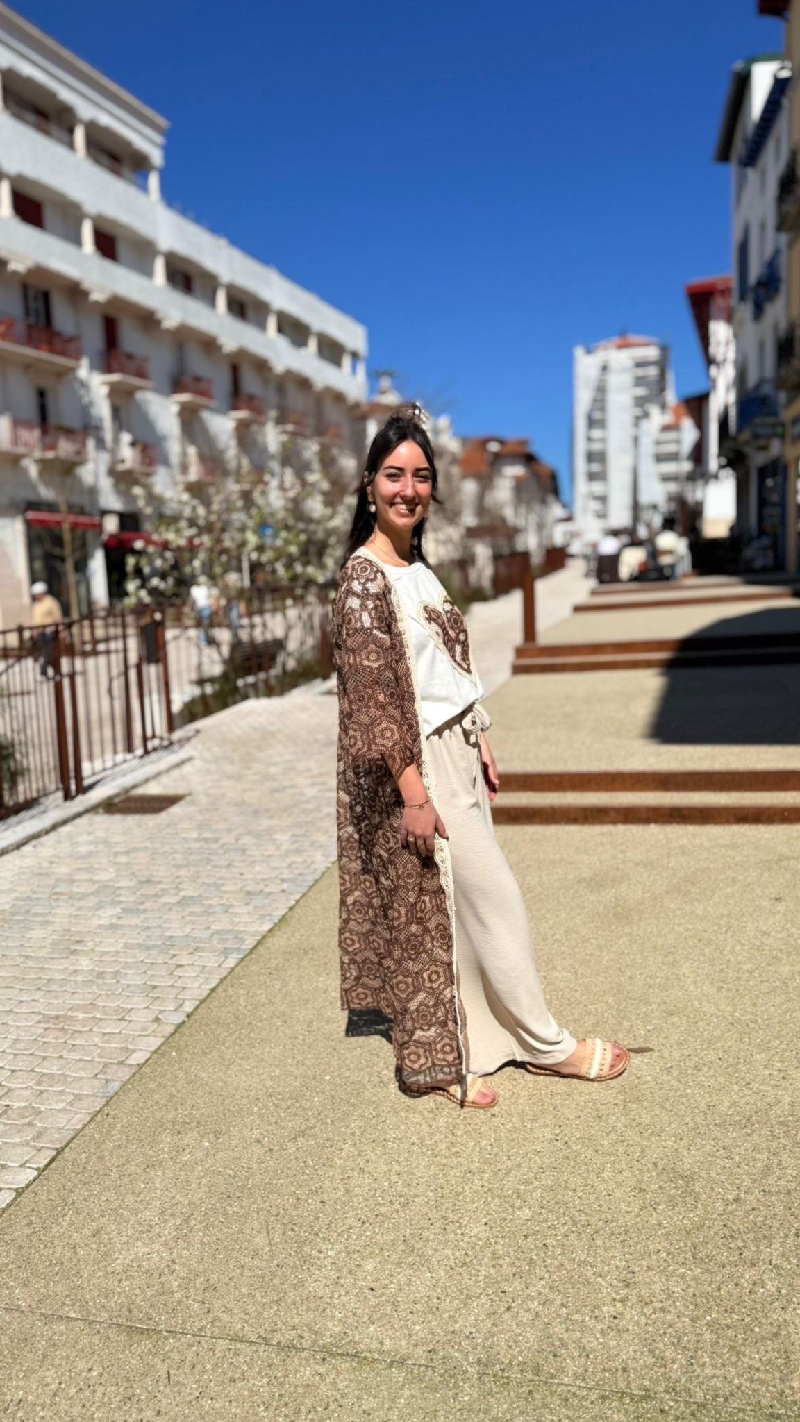 Long Gilet Bohème Chocolat