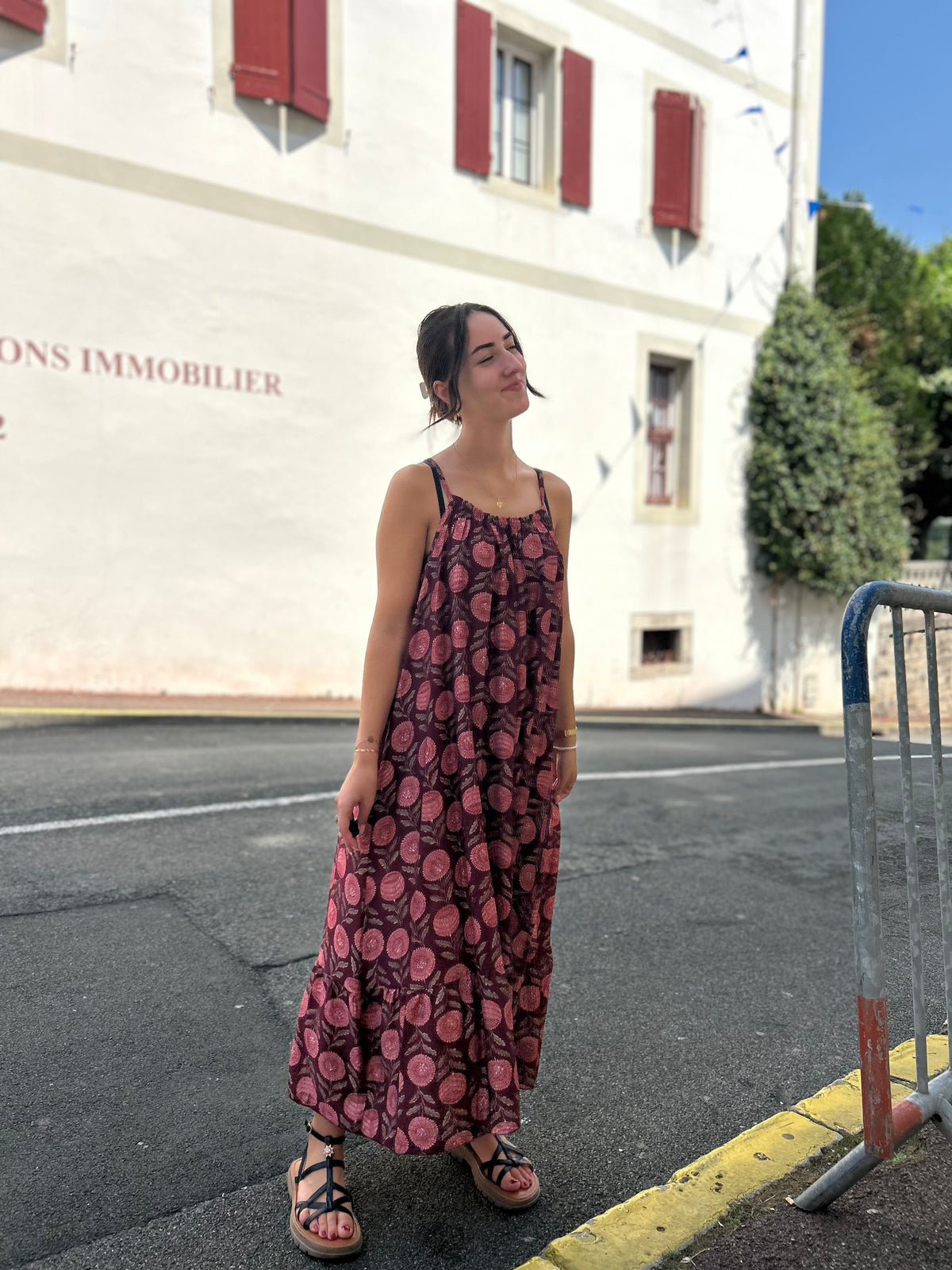 Robe Longue Fluide Imprimé Fleuri Bohème