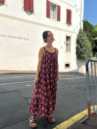 Robe Longue Fluide Imprimé Fleuri Bohème