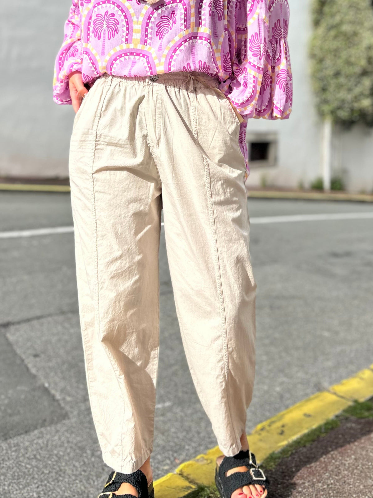 pantalon barrel beige été 2026 