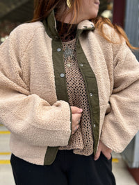 Bomber réversible teddy & imperméable kaki femme
