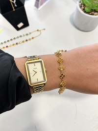 Bracelet doré femme en acier inoxydable – Trèfles colorés