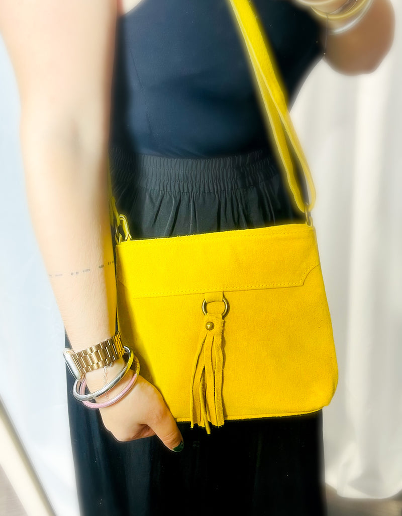 Sac bandoulière - peau- jaune