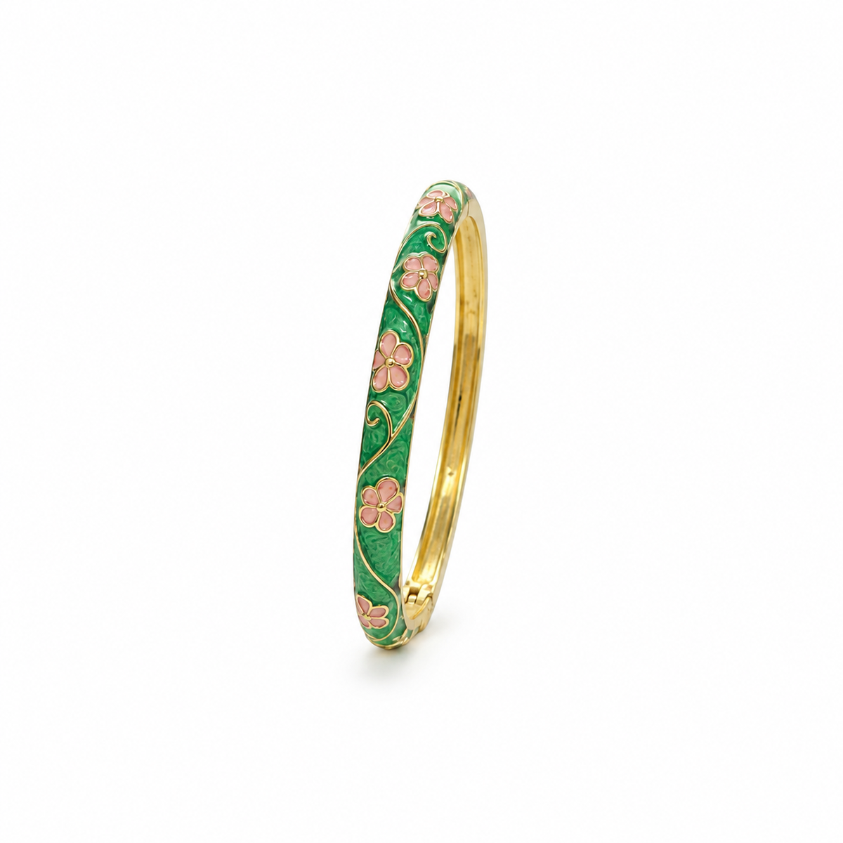 Bracelet Jonc Émaillé Fleuri – Ouverture Clipsée
