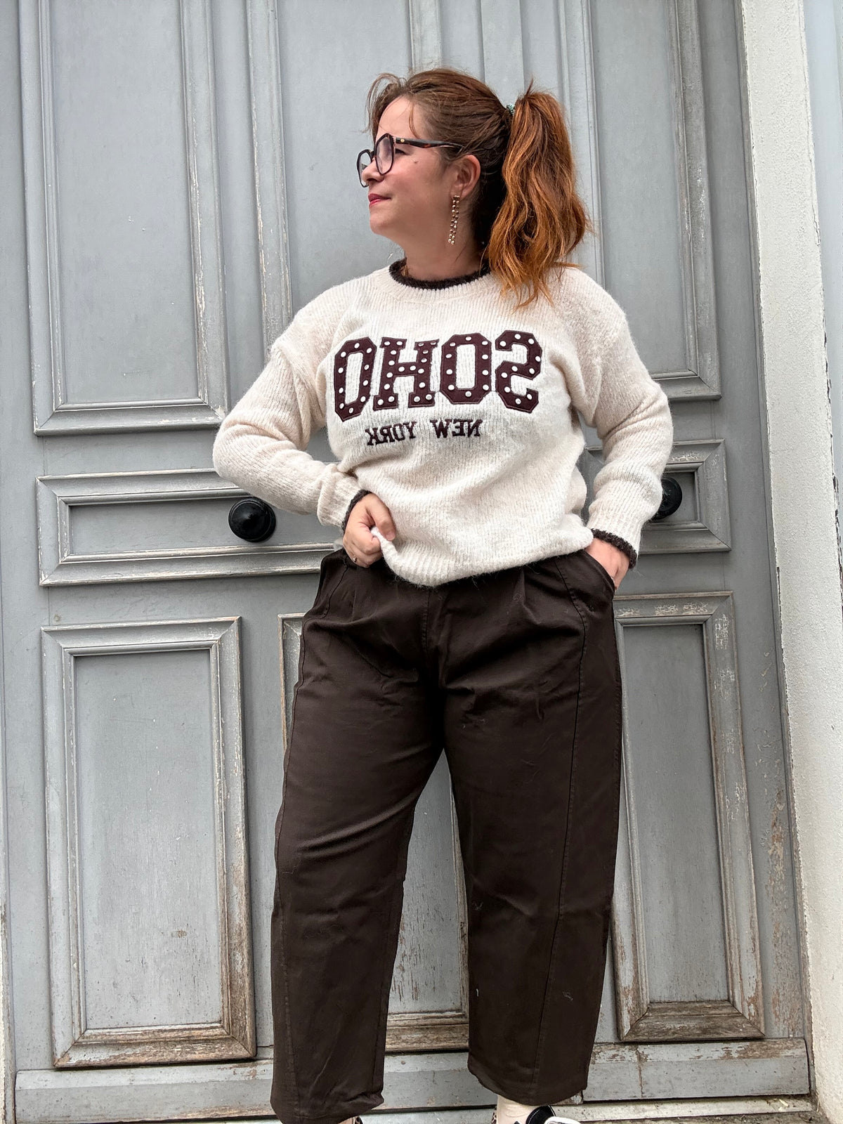 Pantalon large femme en coton – coupe confort