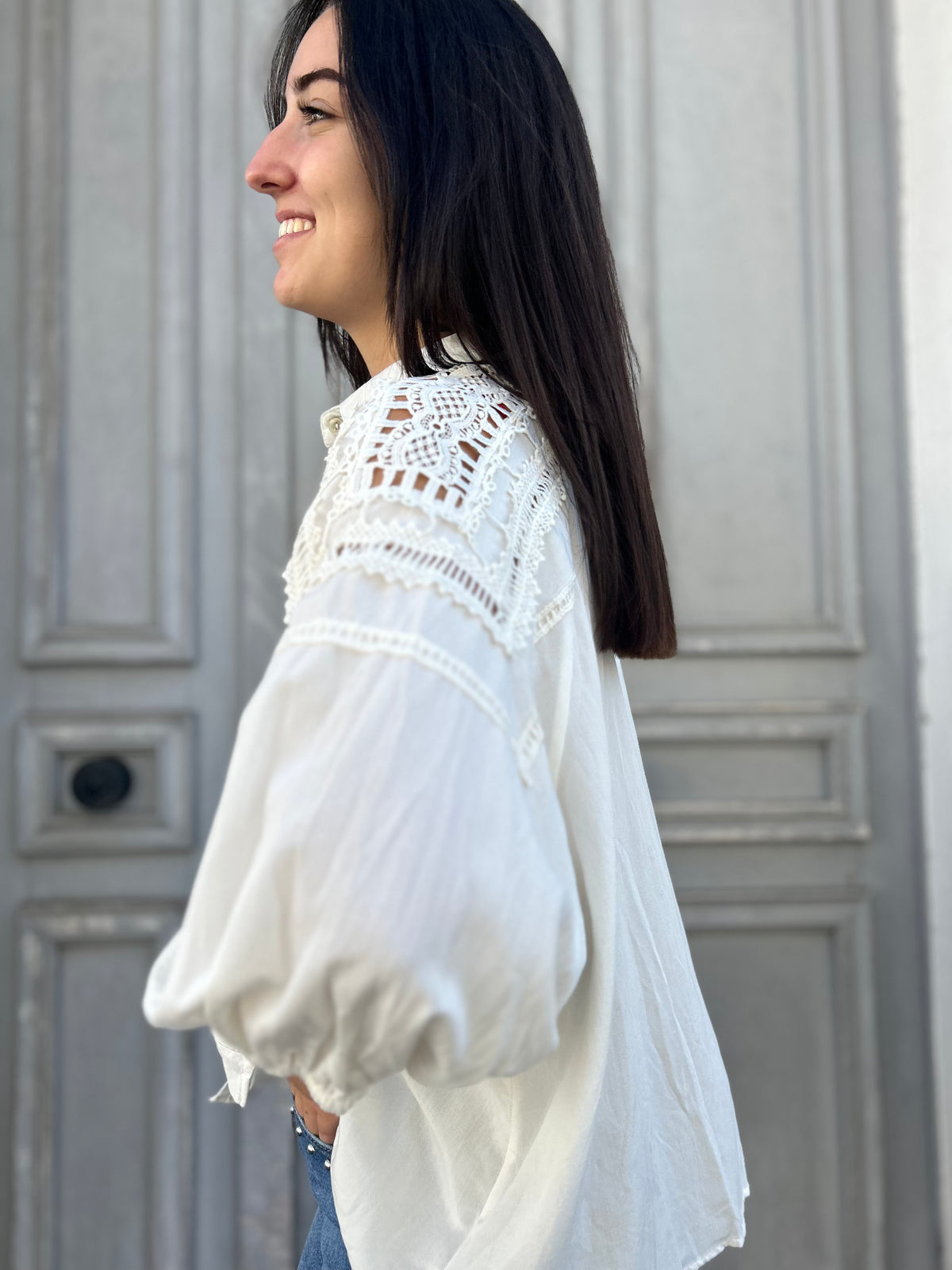 Blouse écrue en coton