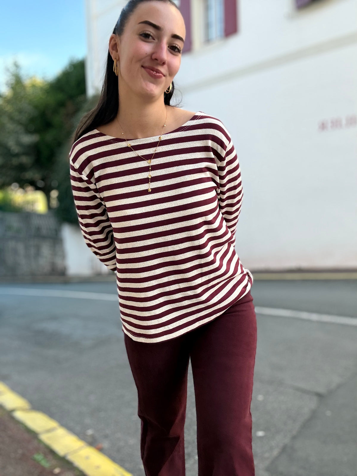 Pull fin marinière femme à rayures