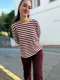 Pull fin marinière femme à rayures