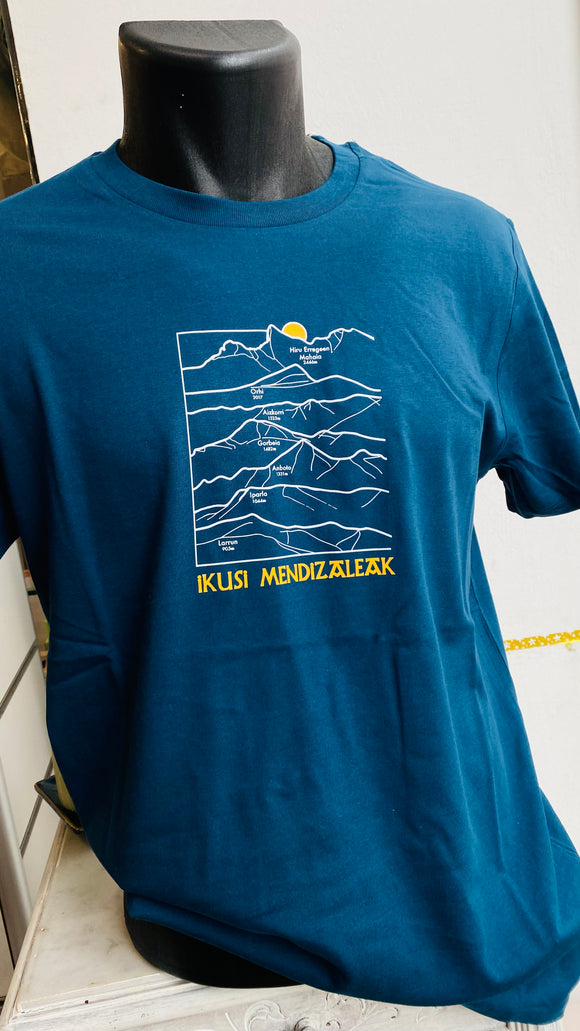 Tshirt - Ez kexa - mendizaleak- bleu paon
