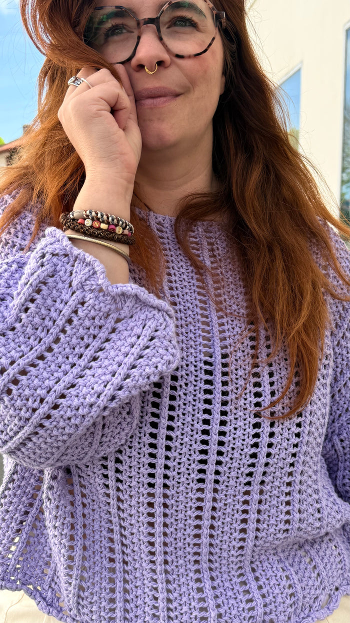 Pull Maille Bohème Lilas – 50% Coton 50% Acrylique Été 2026