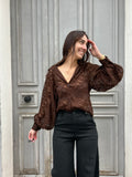 🌟 Blouse texturée marron – Élégance et légèreté
