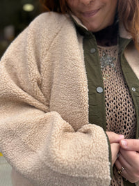 Bomber réversible teddy & imperméable kaki femme