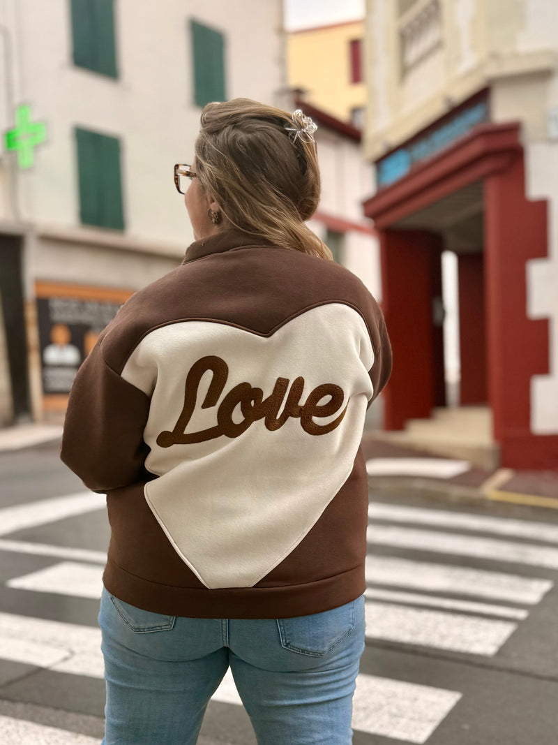 ☕ Veste “Love” - Chocolat & Beige