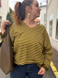 Haut marinière col V grande taille 100% coton
