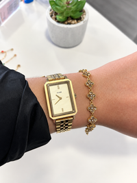 Bracelet doré femme en acier inoxydable – Trèfles colorés