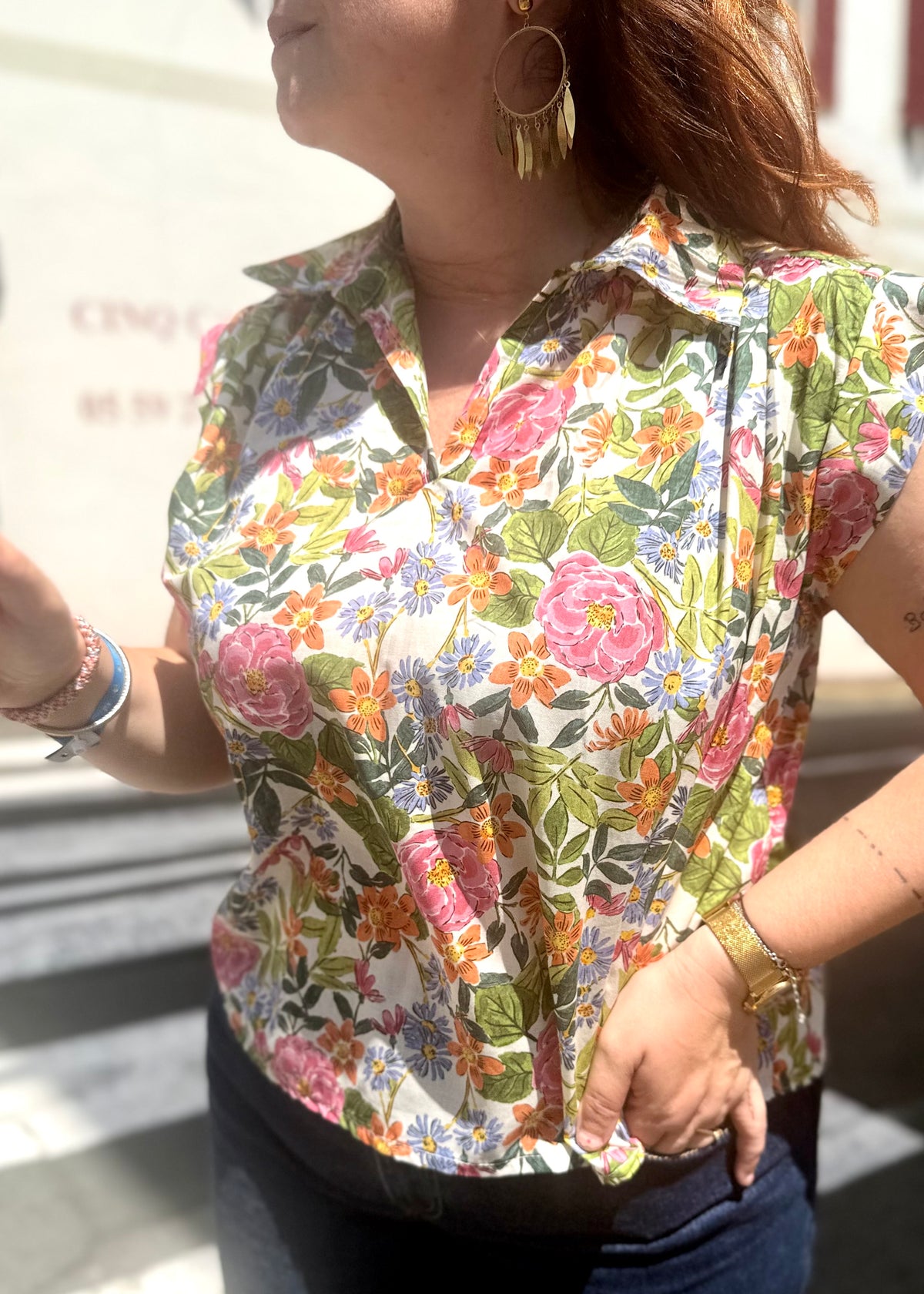 Blouse fleurie tendance 100% coton 