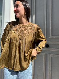 Blouse Fluide Plastron Dentelle – Femme