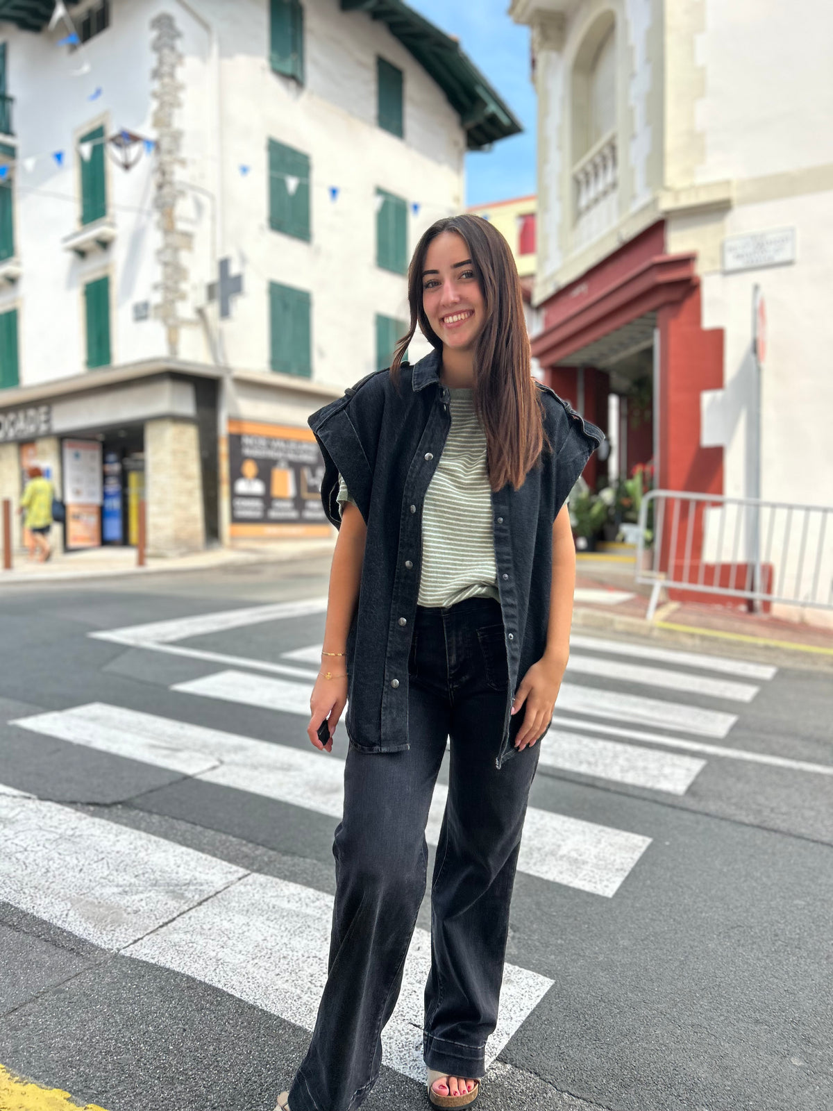 Veste jean sans manches