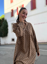 Robe courte à pois femme, effet velours fin