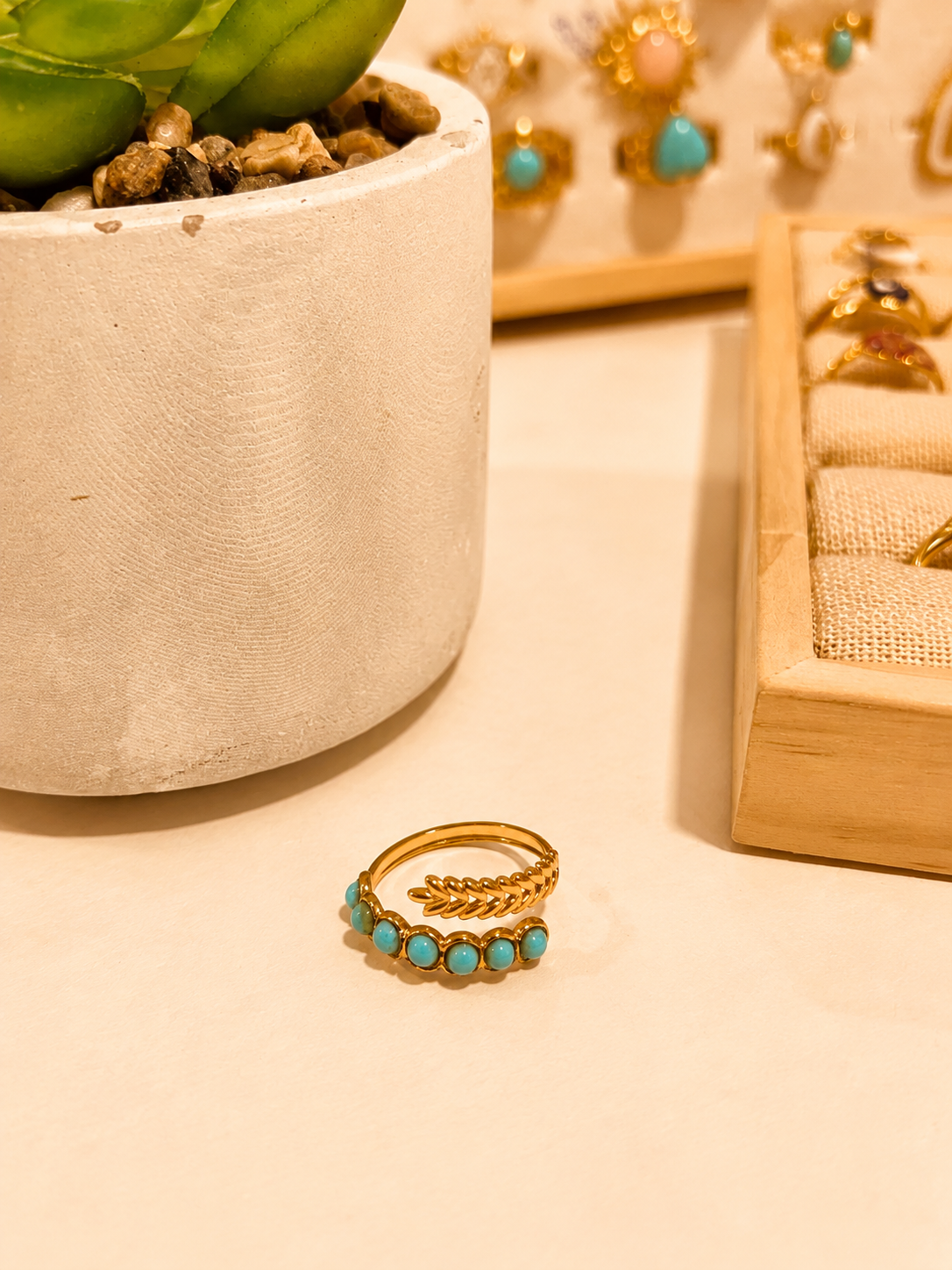 Bague Réglable Turquoise - Acier Inoxydable | 12 Modèles