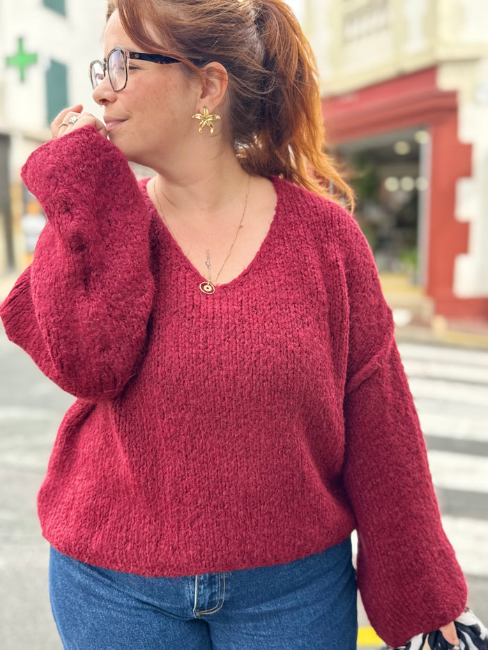 Gros pull en maille - Bordeaux