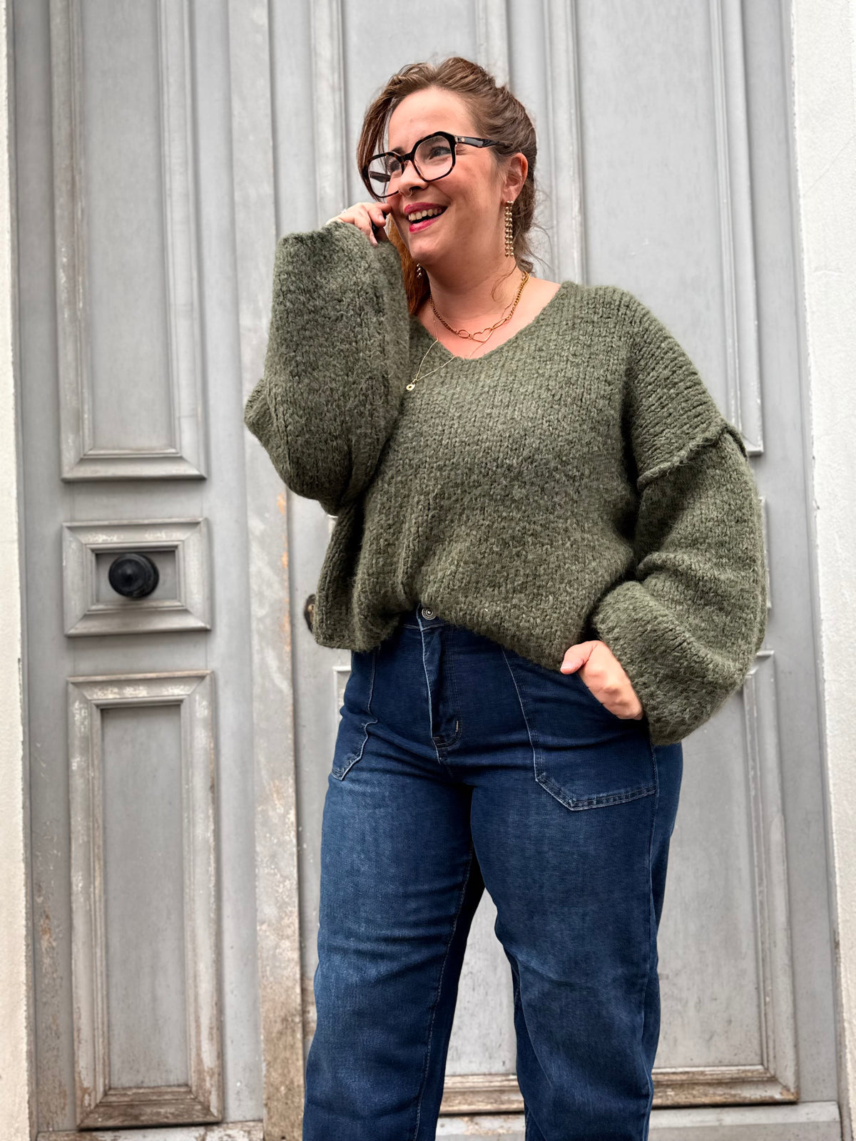 Jean large femme bleu – coupe loose