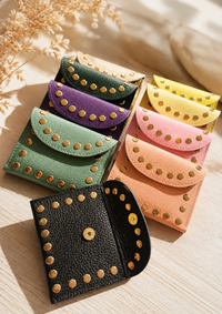 Porte-carte & porte-monnaie cuir clou - plusieurs couleurs