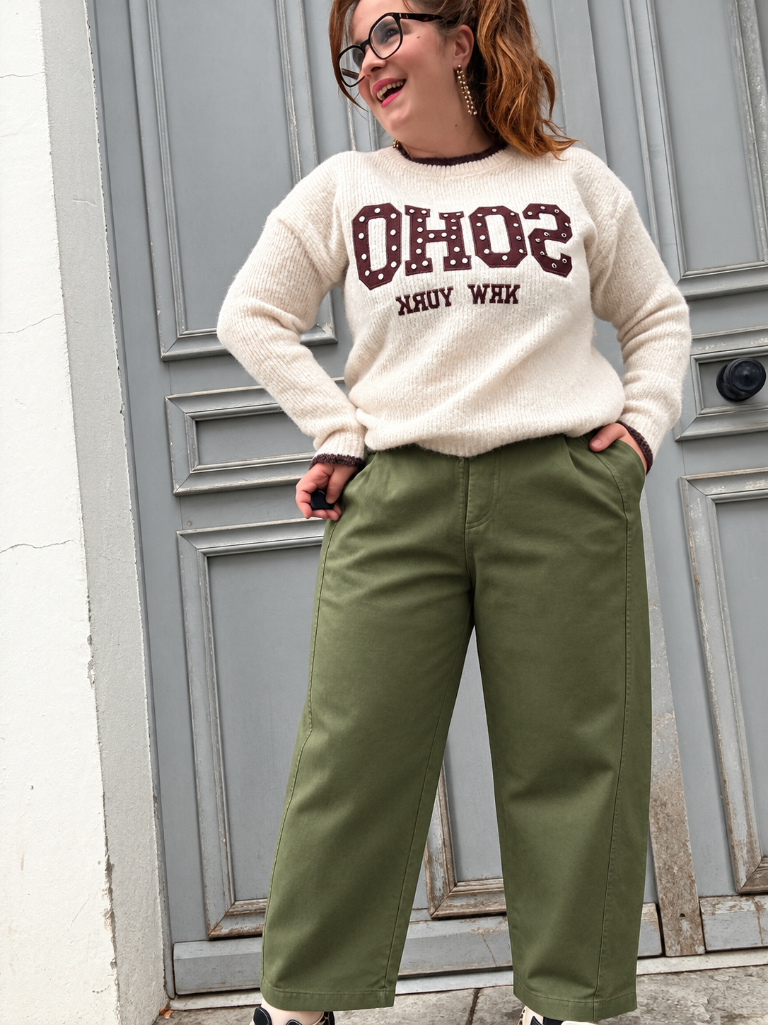 Pantalon large femme en coton – coupe confort