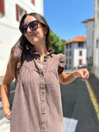Robe Chemise Jean Volants – Style Boho Chic