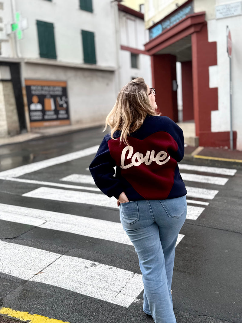 ❤️ Veste “Love” - Bleu marine & Bordeaux